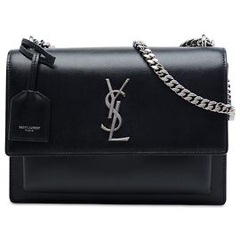 Saint Laurent Black Medium Calfskin Monogram Sunset Crossbody