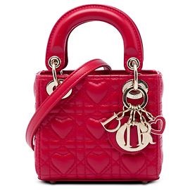 Dior Red DiorAmour Micro Lambskin Cannage Lady Dior