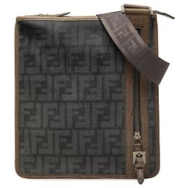 Borsa Messenger Piatta Fendi Black Zucca Spalmati