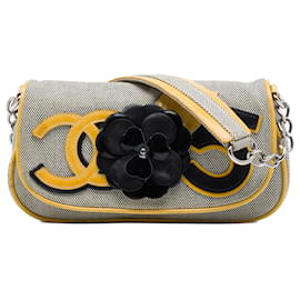 Bolsa de Ombro Chanel Gray Canvas CC Camellia No. 5