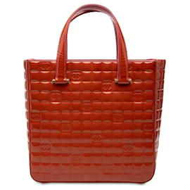 Borsa Tote Chanel Orange CC Chocolate Bar in vernice