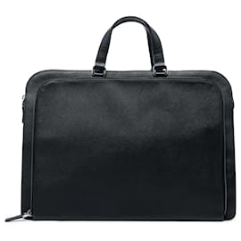 Prada Cartella da viaggio in pelle Saffiano nera con tasca frontale con zip