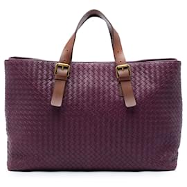 Borsa Tote Bottega Veneta in Nappa Intrecciato bicolore viola con tracolla