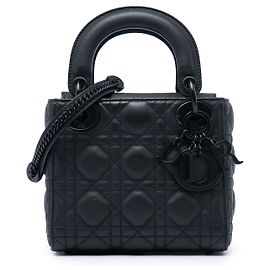 Dior Mini Lady Dior in vitello Cannage ultra opaco nero