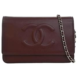 Portafoglio Chanel Red CC Caviar Wallet On Chain