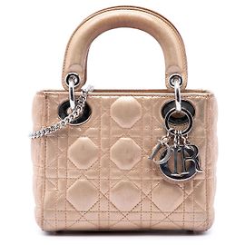 Dior Pink Mini Metallic Lambskin Cannage Lady Dior