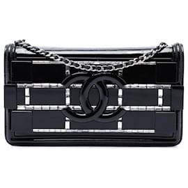 Chanel Boy Brick Horizontal Flap in vernice nera e cristalli acrilici