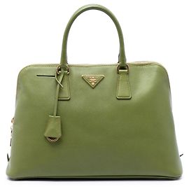 Borsa Satchel Prada Green Large Saffiano Lux Promenade