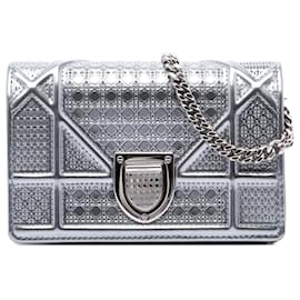 Dior Silver Baby Metallic Patent Microcannage Diorama Flap