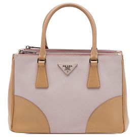 Borsa Prada Galleria Double Zip Small Bicolor in pelle Saffiano Rosa