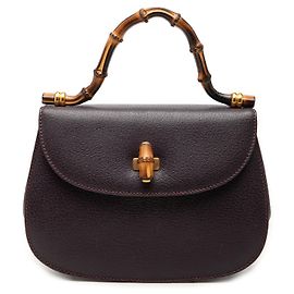 Gucci Purple Small Calfskin Bamboo Top Handle Flap