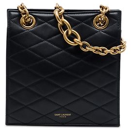 Saint Laurent Borsa Crossbody Le Maillon in pelle di vitello matelassé nera con catena quadrata