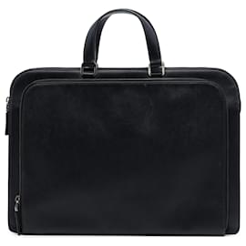 Prada Cartella da viaggio in pelle Saffiano nera con tasca frontale con zip