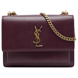 Saint Laurent Red Medium Calfskin Monogram Sunset Crossbody