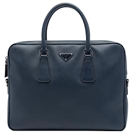 Bolso de negocios Prada Blue Saffiano