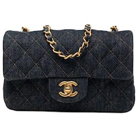 Chanel Blue Mini Rectangular Quilted Denim Flap