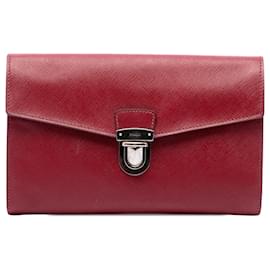 Clutch Prada Red Saffiano Envelope Pushlock