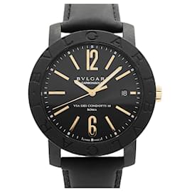 Bulgari Relógio Masculino Bvlgari Carbon Gold BB40CL Mostrador Preto