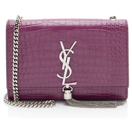 Borsa a spalla Small Kate Tassel in pelle effetto coccodrillo con monogramma Saint Laurent