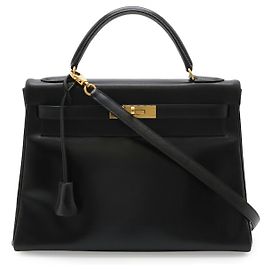 Borsa Hermès Kelly Nera in pelle di vitello Pony