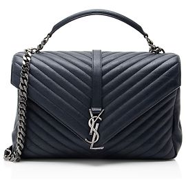 Borsa a tracolla Large College in pelle di vitello matelassé con monogramma Saint Laurent
