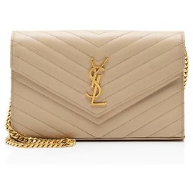 Portafoglio a catena Saint Laurent Matelassé Grain de Poudre Monogram