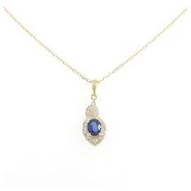 Autre Marque Collana Au750 Pendente Zaffiro e Diamante
