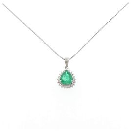 Autre Marque Collana in Smeraldo e Diamanti Pt900 Pt850