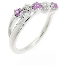 Autre Marque Bague en Au750 avec saphir synthétique et diamant 4°C