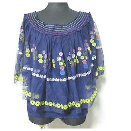 Autre Marque Blusa corta de malla transparente bordada VIVIENNE TAM