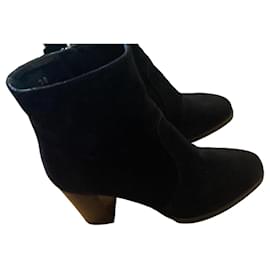 Tod's Botines de ante negro con tacón bloque
