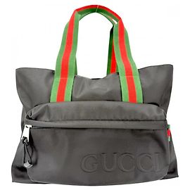 Borsa Tote Gucci Sherry in Nylon Nero e Bianco