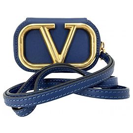 Borsa a tracolla in pelle blu Valentino Garavani