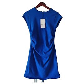 Zara Königsblaues Kleid mit seitlicher Raffung - Größe L