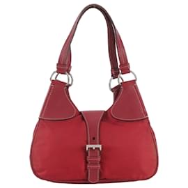 Prada Tessuto Nylon Schultertasche aus Leder mit Dreiecks-Logo