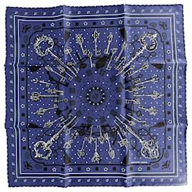 Hermès Hermes Carre 55 Les Cles Seidentuch Navy
