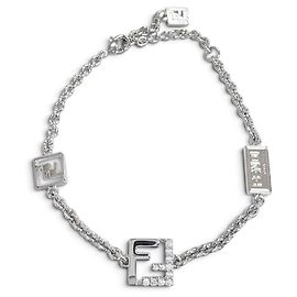 Pulsera de cadena con cristales Fendi Forever FF Logo