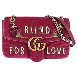 Borsa a tracolla Gucci GG Marmont in velluto rosa