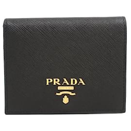 Portafoglio Bi-Fold Prada in pelle Saffiano nera