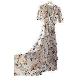 Maje Rufle Maxikleid mit Blumenprint