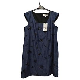 Zara Abito in denim blu con paillettes