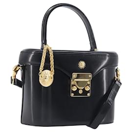 Borsa a mano VERSACE in pelle 2way Nero Oro Auth BA15107A