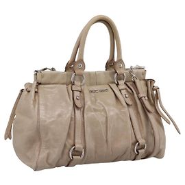 Bolso de mano Miu Miu de piel 2way Beige Silver Auth yk20829M