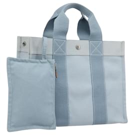 Hermès HERMES Bora Bora PM Handtasche Canvas Hellblau Silber Auth 196916A