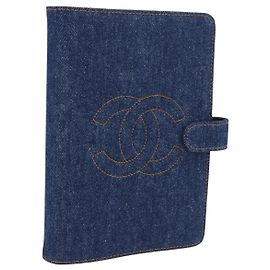 Funda de agenda CHANEL COCO Mark Denim Azul CC Dorado Auth SW2693SAM