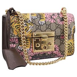 Borsa a tracolla GUCCI GG Supreme Chain PVC Beige Gold 409487 Auth 199195SAM