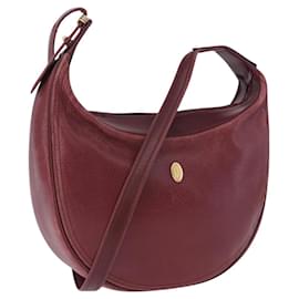 Borsa a tracolla CARTIER Must Line in pelle Bordeaux Gold Auth ka5921