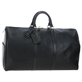 LOUIS VUITTON Epi Keepall 50 Boston Bag Black M42962 LV Auth 197495V