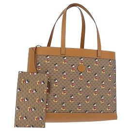 GUCCI x Disney Micro GG Supreme Tote Bag PVC Beige Gold 547947 Auth SW2763SM