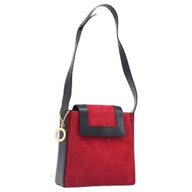 Céline Borsa a tracolla Circle CELINE Suede Red Gold Auth 198547A